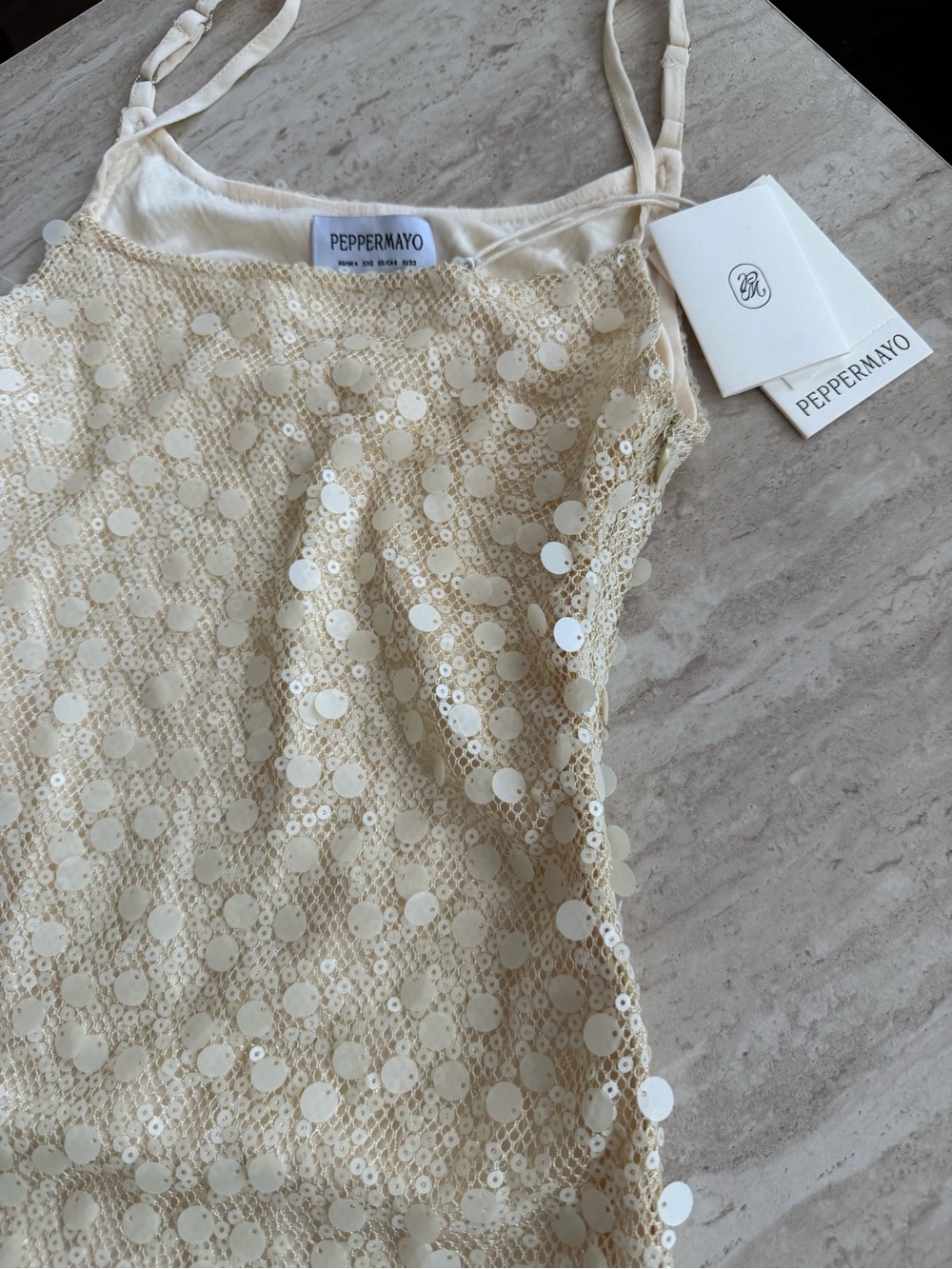 Peppermayo Light Yellow Sequin Dress - Picture 3 of 5